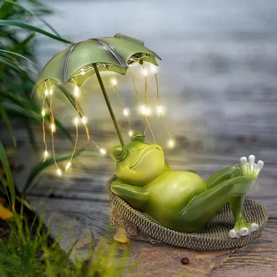 Produktbild von Außen Gartendeko Solar, Frosch Gartenfiguren mit Beleuchtung - Lustig Frösche Gartenstatuen, Außendekoration, Gartenskulptur für Terrasse, Rasen, Haus