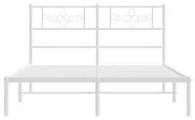 Produktbild von Metallenes Bettgestell - 150x200 cm - Weiss - Mit Kopfbrett und Lattenrost - Robuster pulverbeschichteter Stahl - Unterbettfach