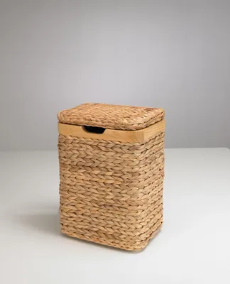 Produktbild von Wäschesammler mit Zierrahmen aus Massivholz Natur  35/25/50 cm BSCI Truhe edel verarbeitet Handarbeit nachhaltig Wäschetruhe Geschenk