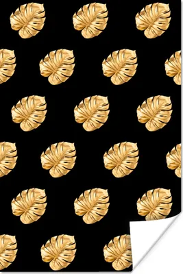 Produktbild von MuchoWow® Poster Gold - Monstera - Muster 120x180 cm - Kunstposter