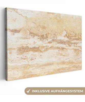 Produktbild von OneMillionCanvasses® - Leinwandbilder - 140x90 cm, Marmor - Sand - Textur, Wandbilder Kunstdruck Wanddekoration - Foto auf Leinwand - Gemälde auf Holzrahmen