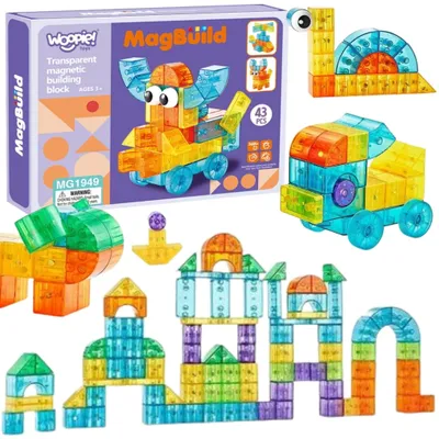 Image de Blocs de construction magnétiques transparents Woopie 43 pièces.