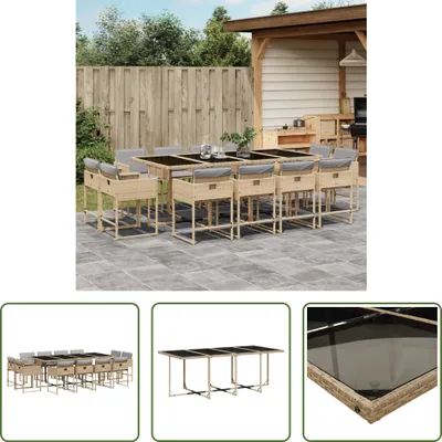 Produktbild von The Living Store 13-tlg. Garten-Essgruppe mit Kissen Beigemischung Poly Rattan
