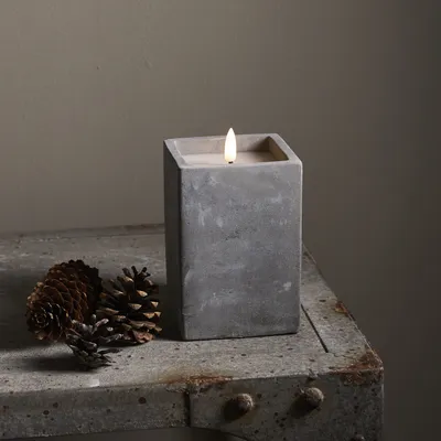 Zdjęcie produktu dla Świeca Led woskowa FLAMME CEM cementowa obudowa 14,5cm