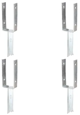 Immagine prodotto di Supporti per pali a U Alberts 4 pezzi con ancoraggi in ferro a T, 91x200 mm, zincati a caldo, da cementare, ancoraggi da 200 mm
