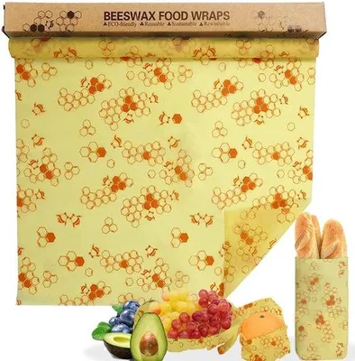 Produktbild von Bienenwachstücher, -Wachspapier, wiederverwendbare Bienenwachstücher aus Bienenwachs-Baumwolle, abfallfreie Frischhaltefolie zum Aufbewahren, Bienenwachs zum Selbermachen, 35 x 100 cm