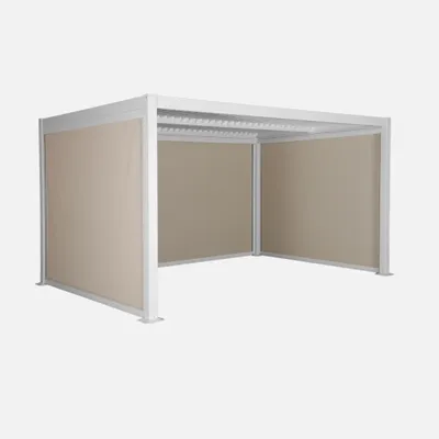 Produktbild von sweeek - Bioklimatische Pergola Palace 3x4m + 2 Markisen 3m + 1 Markise 4m - Weiß