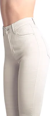 Produktbild von topschuhe24 2659 Damen Skinny Jeans  High Waist Taillenhose, Farbe:Beige, Größe:34 EU