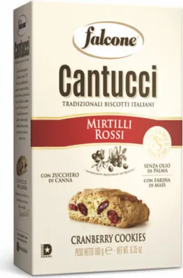 Zdjęcie produktu dla Cantucci Mirtilli Rosii herbatniki z suszonymi jagodami 180g - Falcone