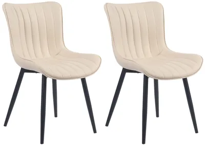 Produktbild von In And OutdoorMatch Stühle Cherilyn – Creme – 2er-Set – Kunstleder – Hochwertige Polsterung – Stilvolle Stühle –  Optik