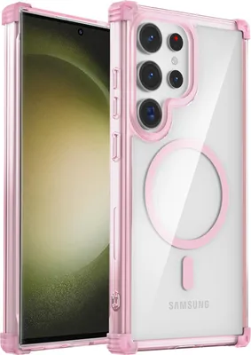Produktbild von Magnetisch Hülle für Samsung Galaxy S23 Ultra Kompatibel mit Magsafe Stoßfest Militärschutz Transparente Handyhülle Pink