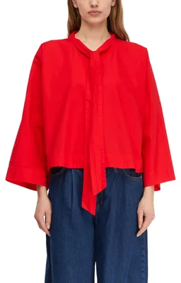 Productafbeelding van COMMA damesblouse – Opstaande kraag, losse pasvorm, lange mouwen