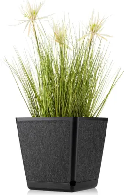 Produktbild von HowHomely | Pflanzkübel Pilea Texelle, Schwarz - 24 x 24 cm - Blumentöpfe, Modernes Design, mit Feuchtigkeitsmesser