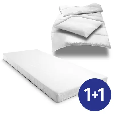 Produktbild von Komfortschaummatratze K10 90 x 200 cm, Höhe 10 cm, Härtegrad H3 + CloudComfort Basic Mikrofaser Bettset 135 x 200 cm + 80 x 80 cm