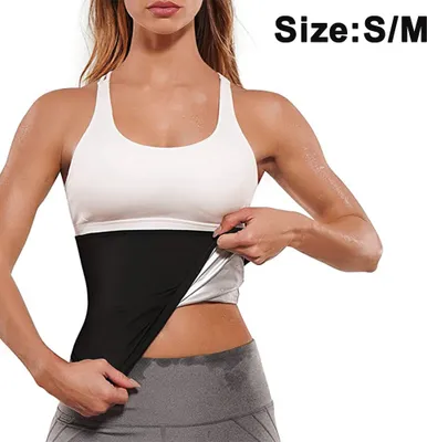 Produktbild von Damen- und Herren-Gewichtsverlust-Übungs-Schlankheitsgürtel Silberionen-Schwitzübungs-Bauchwickelgürtel Bauchschwitzen-Schwitzgürtel,Schwarz,S/M
