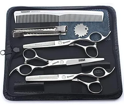 Immagine prodotto di Forbici per capelli, forbici per sfoltire, 6,5 pollici, set da 3 pezzi, acciaio inossidabile