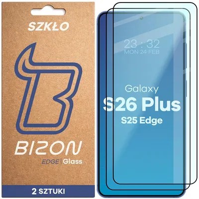 Produktbild von 2x Gehärtetes Glas für Galaxy S26 Plus, Bizon Glass Edge Duo, Schwarzer Rahmen