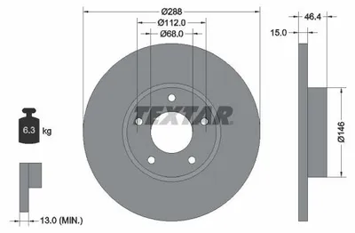 Produktbild von TEXTAR 92057403 Bremsscheibe x
