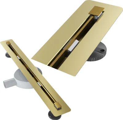 Obrázok produktu pre Tile Line Drain 60 cm oceľová sifónová sprchová vanička Luno Gold