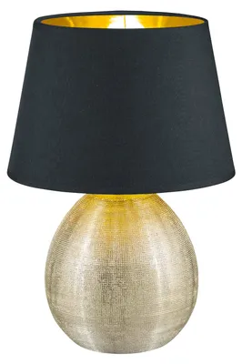 Zdjęcie produktu dla Lampa stołowa LUXOR złoto-czarna 1xE27x60W tkanina wym:35x24x24cm IP20 RL