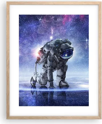Produktbild von Gerahmtes Poster - Rahmen in heller Eiche - Kosmonaut Weltraum - 40x50 cm - Wand Bild - Wanddeko - Wandbilder - Wandposter - Bilderrahmen - Bilder - Kunstdruck - Wandbild - P2NPA40x50-3985