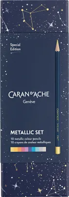 Image de CARAN D'ACHE CC1284.024 CARAN D'ACHE crayons de couleur COSMIC BLUE, set de 10 pièces