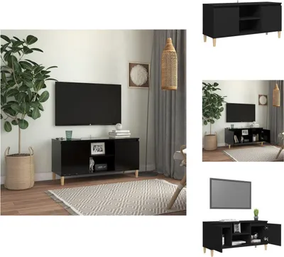 Obrázek produktu pro vidaXL TV skříňka s nohami z masivního dřeva černá 103,5x35x50 cm - TV nábytek