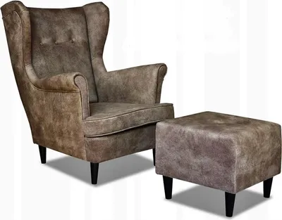 Produktbild von Kaiser Möbel Ohrensessel Sessel Mit Fussstütze Rauchbraun Salon