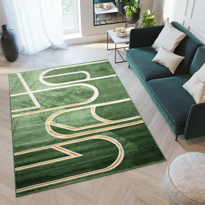Produktbild von Teppich Wohnzimmer Schlafzimmer Kurzflor Modern Meliert Design Grün  140 x 200 cm