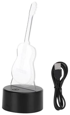 Immagine prodotto di Lampada notturna a LED a forma di chitarra 3D, 7 colori, interruttore, lampada da scrivania, decorazione per la casa