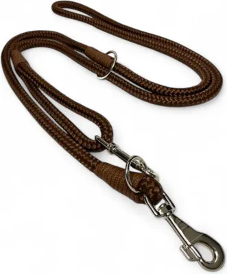 Produktbild von Hundeleine Umhängeleine Nylon Robust 2,50 m Doppelleine 3-fach verstellbar 12 mm braun