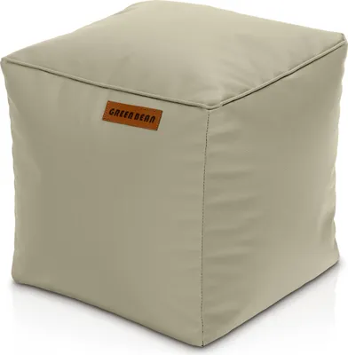 Produktbild von Green Bean® Sitzhocker aus Kunstleder - Pouf mit EPS Perlen Füllung - 40 x 40 cm - perfekte Ergänzung zum Sitzsack - Sitzwürfel Sitzkissen Hocker Fußhocker - Grau-Beige
