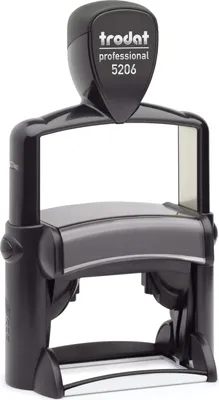 Produktbild von Trodat Professional Textstempel 5206, Text max. 56X33 mm, 8 Zeilen, individuelle Stempelplatte mit Ihrem Wunschtext, Stempelkissen schwarz