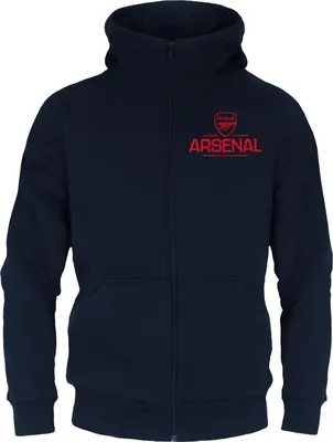 Productafbeelding van Arsenal FC - Hoodie met volledige rits voor jongens, fleece GF213 (maat 152-158) (Donker marineblauw)