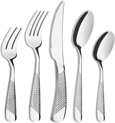 Produktbild von 30-teiliges Besteck-Set, Edelstahl, für 6 Personen, inklusive 6 Gabeln, 6 Messer, 6 Esslöffel, 6 Teelöffel, 6 Sandwiches, ideal