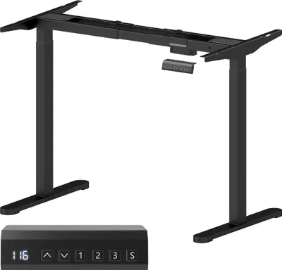 Produktbild von HOMCOM Höhenverstellbarer Schreibtisch Gestell Elektrisch mit 2 Motoren & Memory-Funktion Breitenverstellbar Tischgestell Belastbar bis 100KG mit geringerem Rauschen, Kollisionsschutz Schwarz
