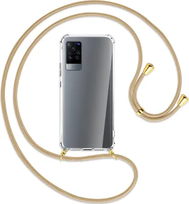 Produktbild von Handykette Backcover-Schutzhülle mit Band (Metall goldfarben) für vivo X60 Pro - caramel