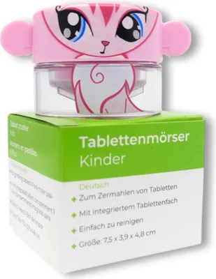 Produktbild von LisaCare Tablettenteiler Rosa Fuchs - Tablettenmörser - Tabletten Mörser für Kinder mit Pillendose klein - Für unterwegs und Zuhause - Alltagshilfe