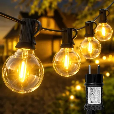 Produktbild von 7 m 10 LED Außen G40 LED Lichterkette Glühbirnenkette Weihnachtsbeleuchtung Weihnachtsdeko Timer Warmweiß