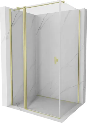 Image de Mexen Mist T cabine de douche pivotante 95 x 85 cm, transparent, or brossé - 8A4T-095-085-55-00