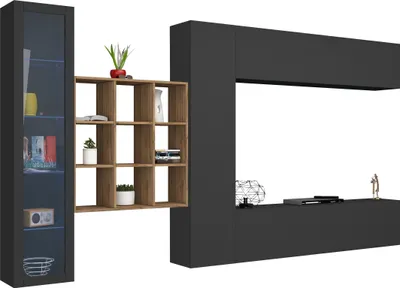 Produktbild von Wohnwand >Benevent< (5-teilig) in Anthrazit matt - 350x180x30 (BxHxT)