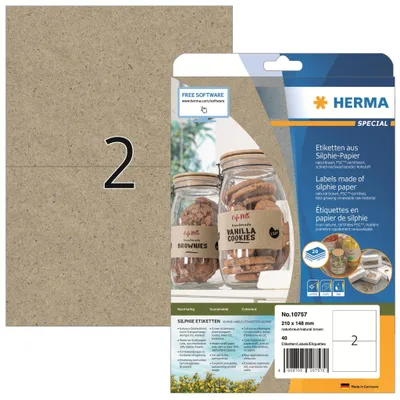 Obrázek produktu pro HERMA 10757, Hnědá, Obdélník, Permanentní, 210 x 148 mm, A4, Univerzální