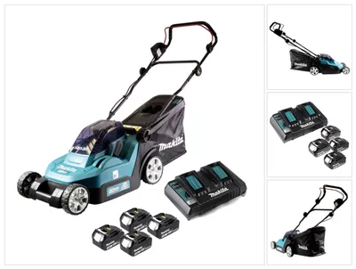 Obrázek produktu pro Akumulátorová sekačka Makita DLM 382 PF4 36 V ( 2x 18 V ) 38 cm 40 l + 4x akumulátor 3,0 Ah + dvojitá nabíječka
