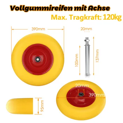 Produktbild von Jopassy Ersatzrad Schubkarrenzubehör Schubkarren Vollgummi Luft Reifen Gartenkarre Schubkarre 4.80 4.00-8