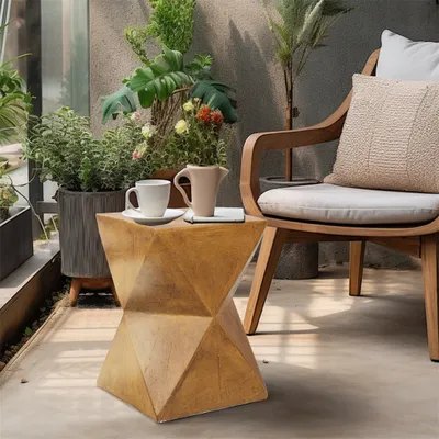 Immagine prodotto di WISFOR Tavolini Tavolini in cemento chiaro, Tavolo da soggiorno, Figura geometrica, Design industriale, Sgabello a fiori Colonne decorative