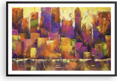 Produktbild von Gerahmtes Poster - Schwarzer Rahmen - Abstraktion Stadt Wolkenkratzer - 91,5x61 cm - Wand Bild - Wanddeko - Wandbilder - Wandposter - Bilderrahmen - Bilder - Kunstdruck - Wandbild - P2BAA91x61-4294
