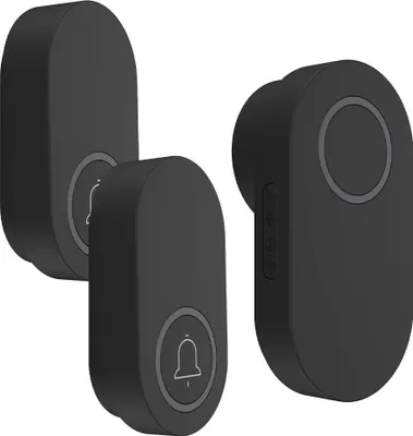 Imagen del producto de ZELURXX: Timbre inalámbrico, autoadhesivo, sin necesidad de baterías, resistente al agua, gran alcance, múltiples combinaciones, color . Incluye dos transmisores y un receptor