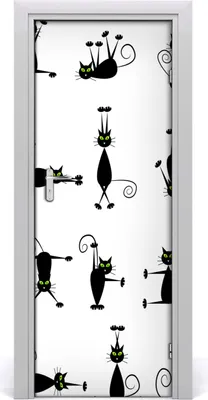 Produktbild von Tulup Türaufkleber 75x205 cm Dekorative Aufkleber Selbstklebend Wasserdichte Tapete Abnehmbar Schlafzimmer Wohnzimmer Wohnkultur - Katzen-Wand