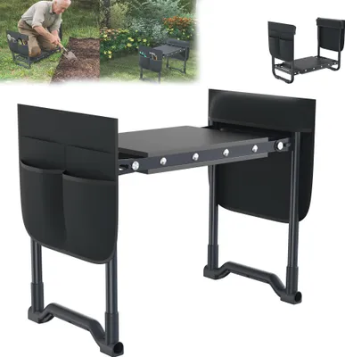 Produktbild von UISEBRT Kniebank Gartenarbeit Knie Stuhl Gartenhocker klappbar Gartenbank Garten Arbeitshocker Sitzbank Gartensitz Bis 180 kg Mit Werkzeugtasche Eva Schaumkissen Stahlrohr Anthrazit