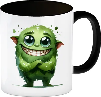 Produktbild von grünes Monster Kaffeebecher in schwarz